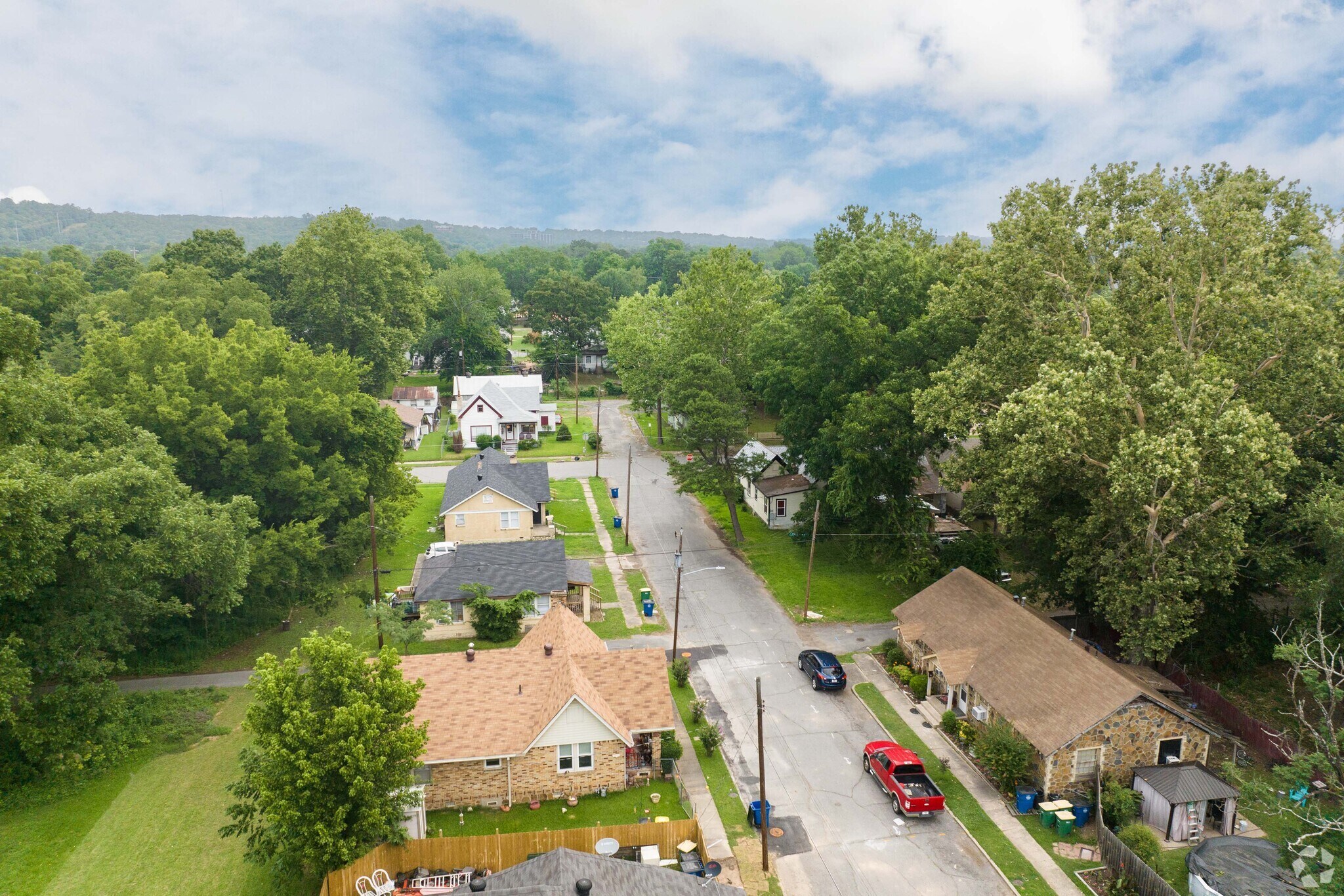 Aerial view of the Baring Cross neighborhood in Little Rock, Arkansas.