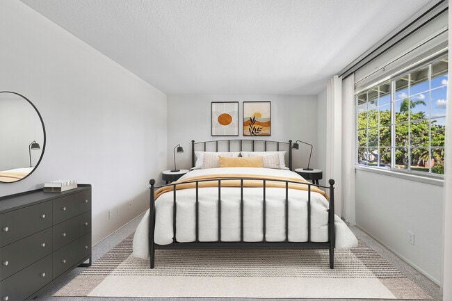 Bedroom with carpet