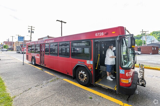 You can find PRT bus stops in Elizabeth that will take you where you need to go.
