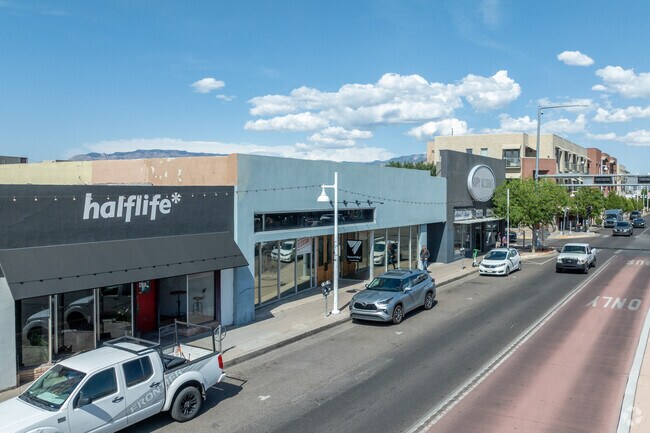 Boutique shops and cafés line the popular Central Avenue strip in Nob Hill near Silver Hill.