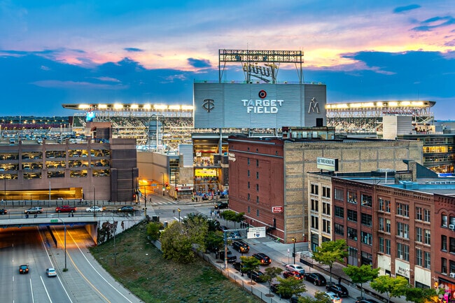 Target Field lights up the North Loop on Twins home game nights.