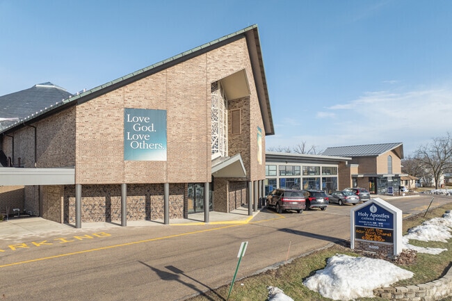 The entrance signage at Holy Apostles School.