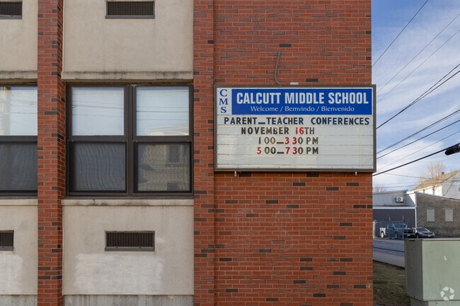 The announcement board at Calcutt Middle School in Central Falls, RI.