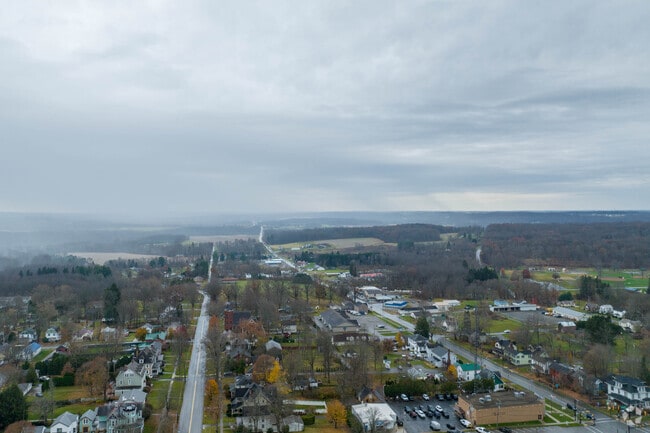 Aerial view of Mercer facing SouthWest towards Brandy Springs Park.