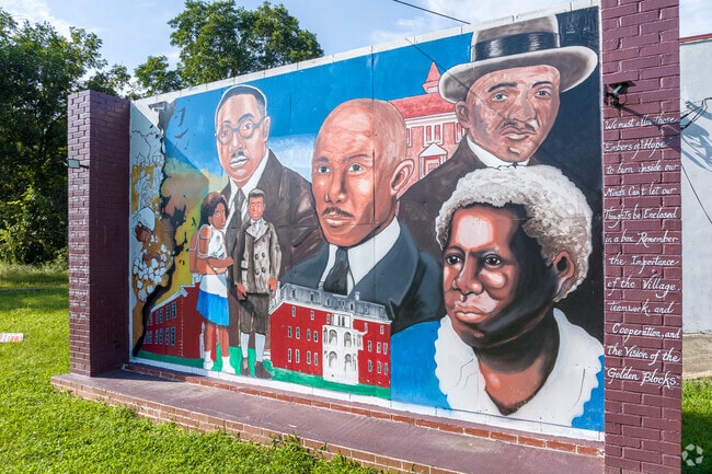 Created by Lucy Craft Laney Museum, this mural depicts the historical figures of Laney Walker.