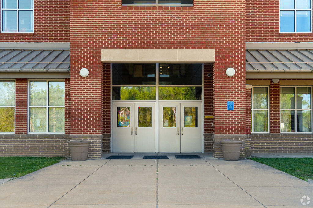 Vincent Farm Elementary front entrance in Middle River Baltimore Crossroads.