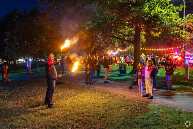 The fascinating fire man mesmerized crowds at the Party in the Patch.