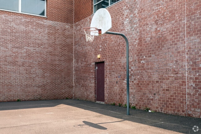 Basketball court at Julia de Burgos Elementary School in Fairhill.