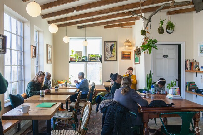 Locals can sip on their favorite morning brew in a relaxed vibe at Scout Cafe, just outside of Ninth Ward.