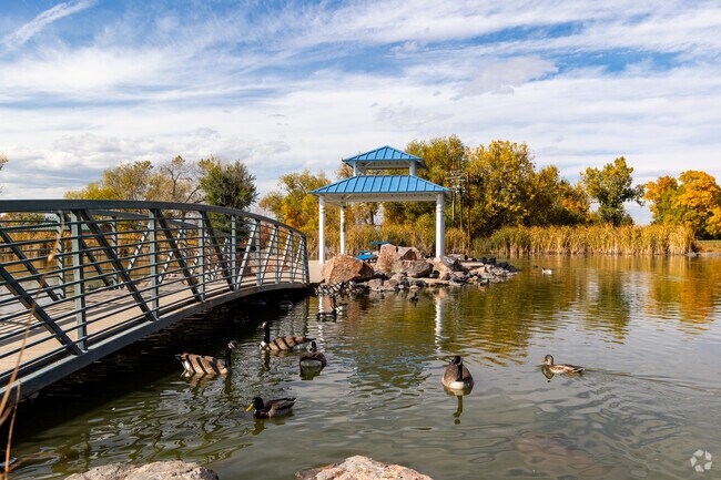 Enjoy the pond at Carroll Butts Park in Hyland Greens.