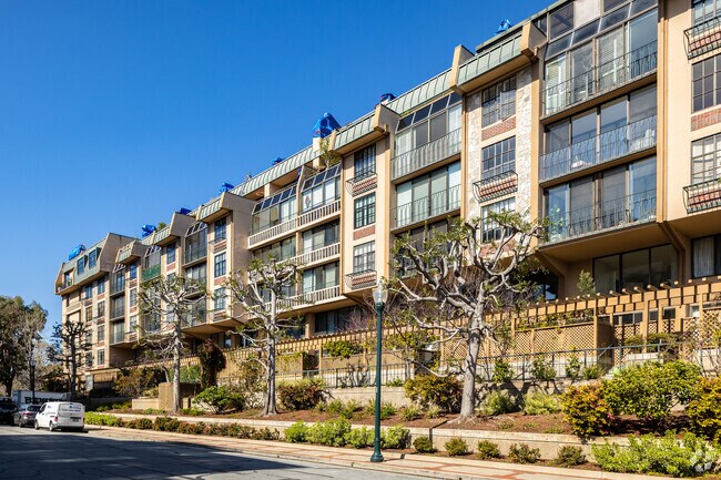 Modern apartment buildings are a popular option for residents of Downtown San Mateo.