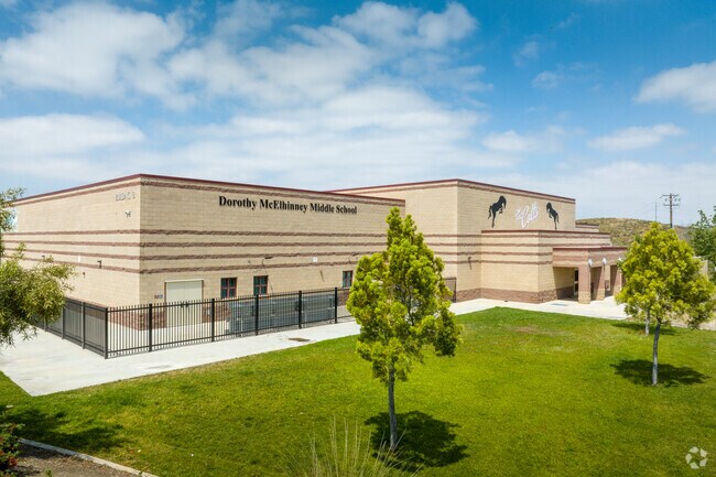 Trees planted on the front lawn at Dorothy McElhinney Middle School in Murrieta.