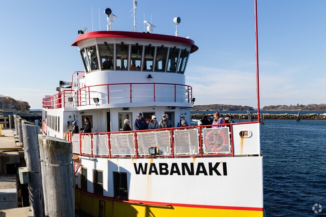 The Wabanaki Ferry docks on Long Island are the only way in or out.