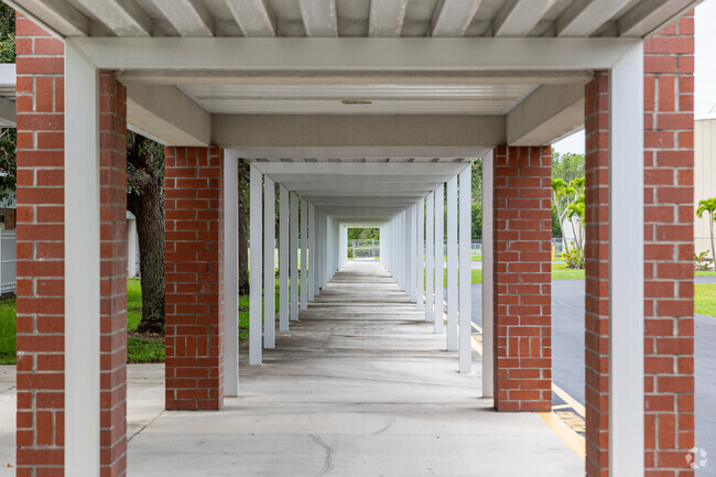 Calusa Park Elementary School in Naples has covered walkways and waiting areas.