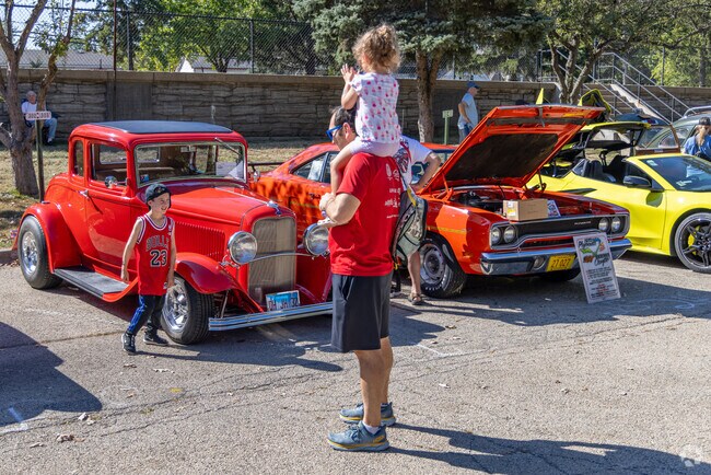Deerfield hosts a car show where locals appreciate the vintage rides.