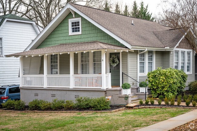 Bungalow style houses are on display in Overbrook neighborhood of Greenville, SC.