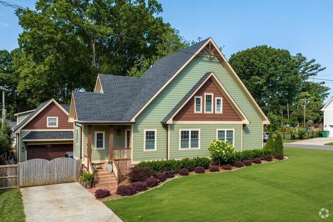 A modern craftsman style home in the Sedgefield neighborhood of Charlotte.