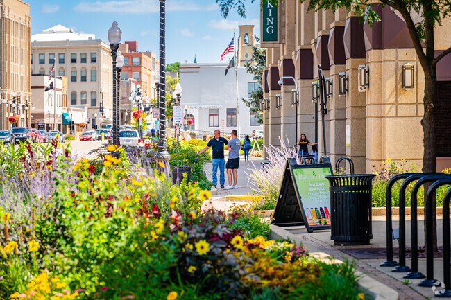 Shoppers can find boutique stores and event spaces in Aurora's city center.