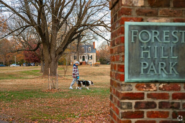 Forest Hill Park is an excellent place to walk your dog with 105 acres of open lawn.