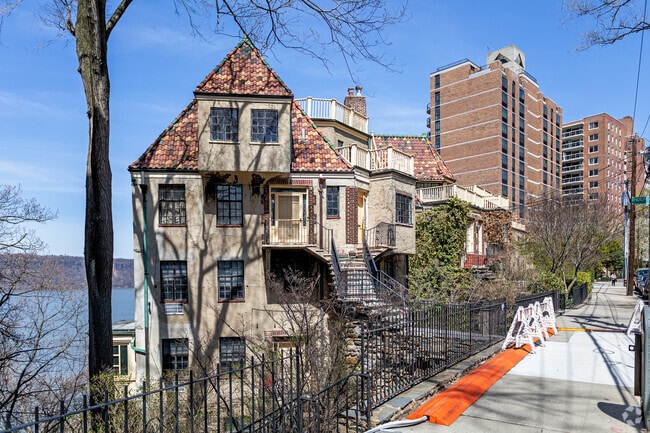 Spuyten Duyvil features Villa Charlotte Bronte European style homes next to modern co-ops.