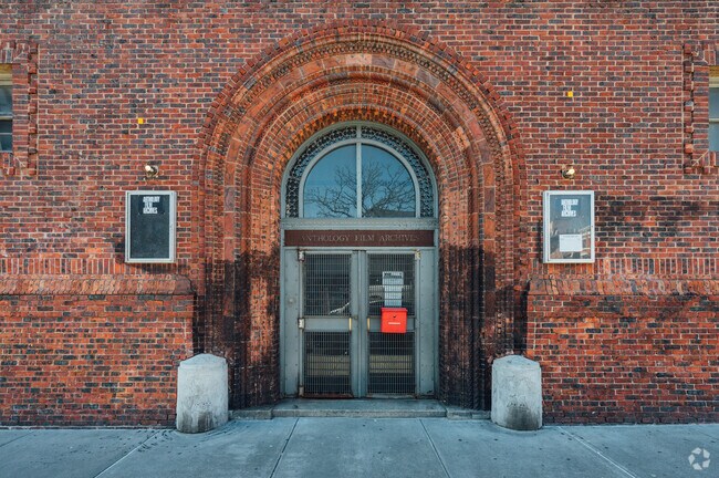 The brick arch entrance of the Anthology Film Archive in the East Village.