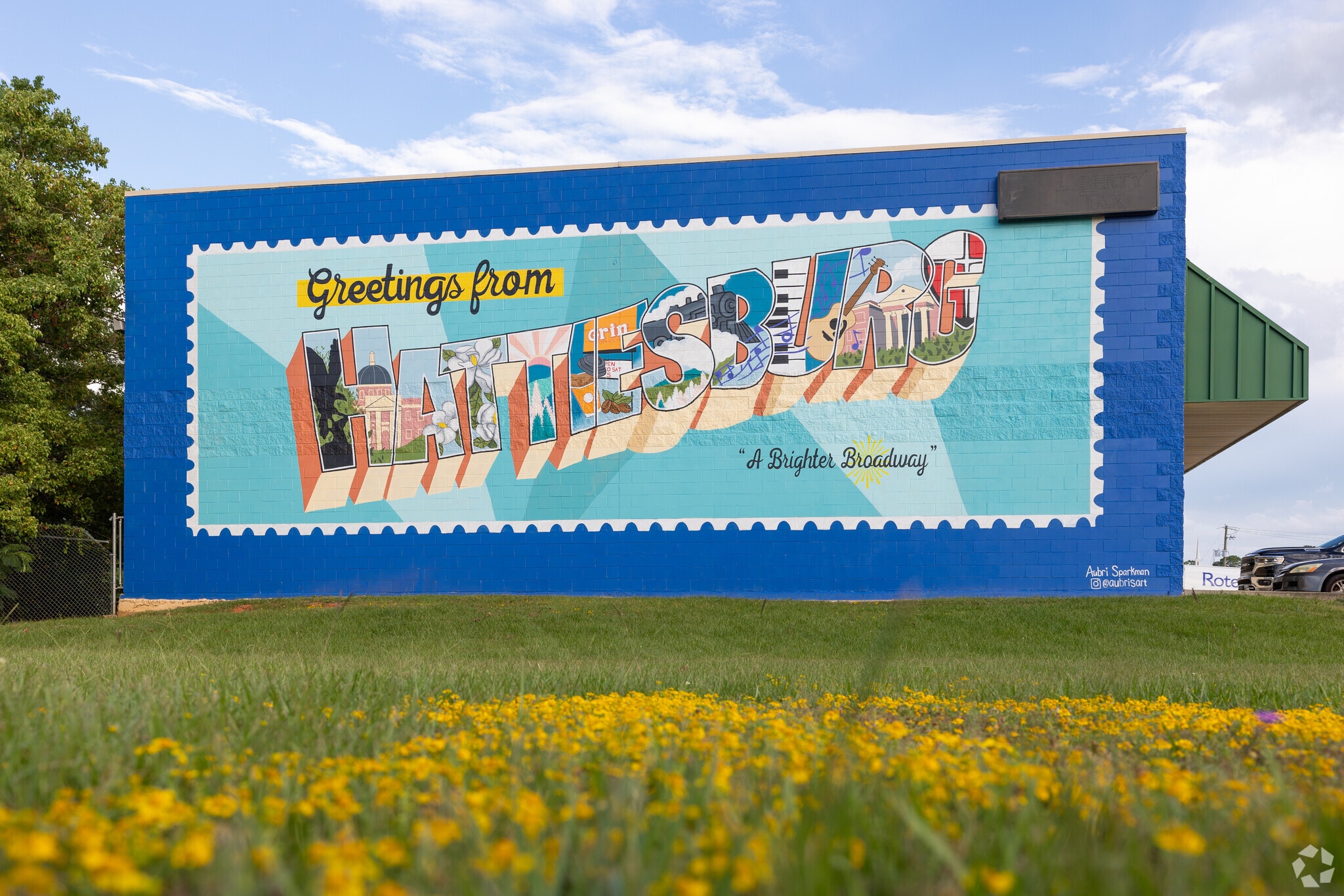 Beautiful welcoming Hattiesburg sign at the border of Bethune-Eastside-Rowan neighborhood.