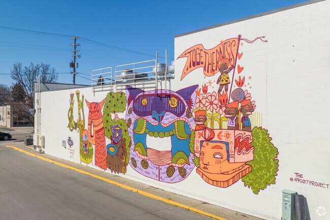 Hand-painted murals with unique designs can be found throughout Garfield Park.