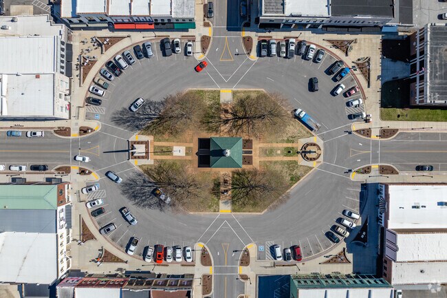 The town square in Lawrenceburg is the cultural center for local shopping and dining.