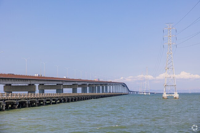 The San Mateo Bridge connects Foster City to the East Bay.