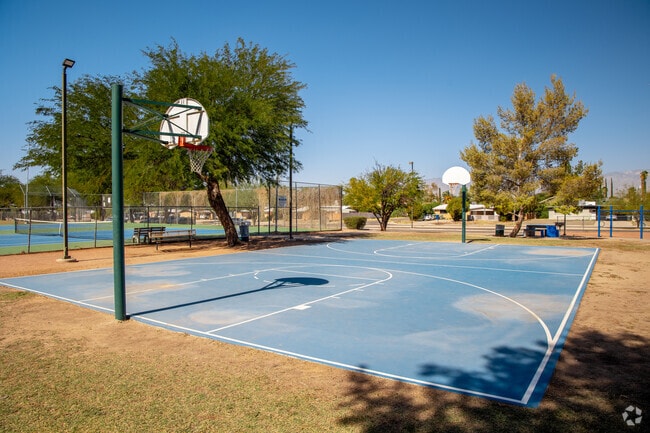 A full court basketball court is available to residents visiting Rolling Hills Park.