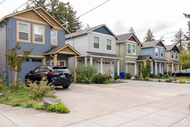 The Mill Park neighborhood has new and colorful townhomes.