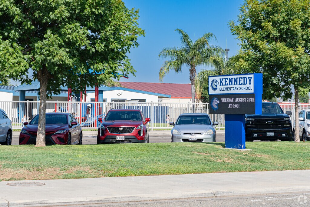 Marquee outside the entrance to John F. Kennedy Elementary school in Dinuba.