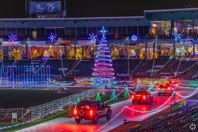 The annual Christmas Spirit Light Show occurs throughout December at Clipper Stadium.