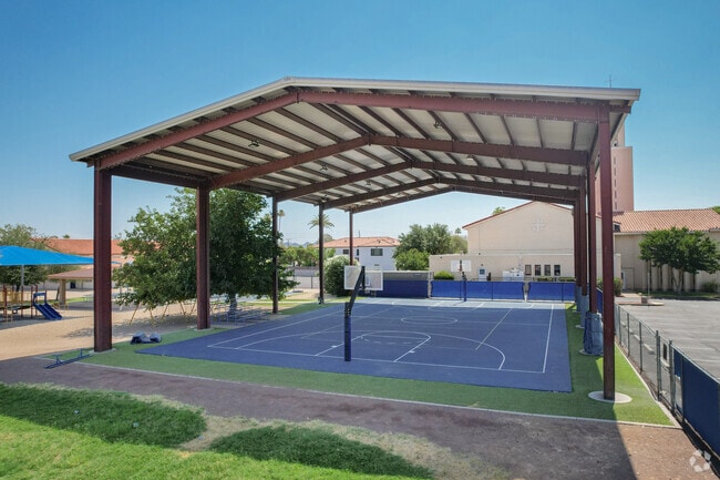 St. Gregory Catholic School offers a covered basketball court for its students.