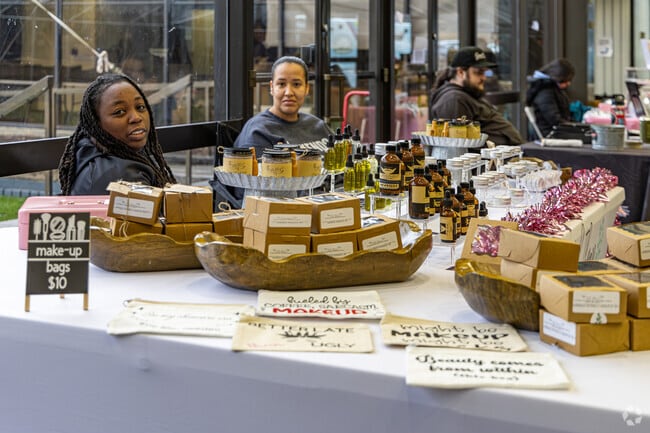 Local vendors set up winter market booths near Preakness at Wayne Township Community Center.