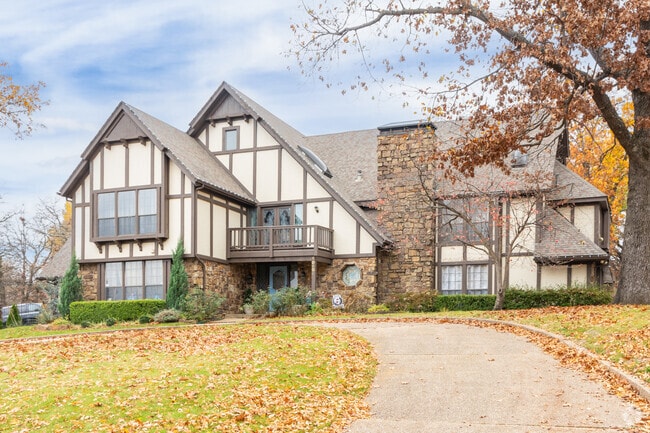 Knollwood Estates is known for large lots and generous floorplans, like this Tudor Revival home.
