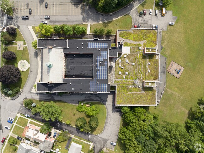 A top down view of Doane Stuart School in Rensselaer, NY.