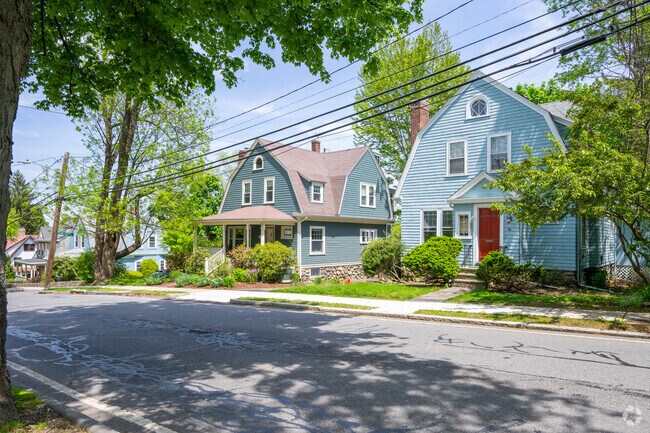 Gambrel colonial-style homes are popular in Belmont Center.