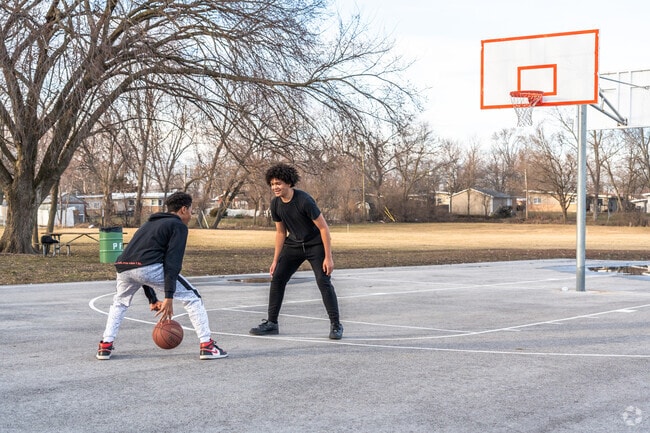 The outdoor basketball court at Somanauk Park in Park Forest is great for one on one games.