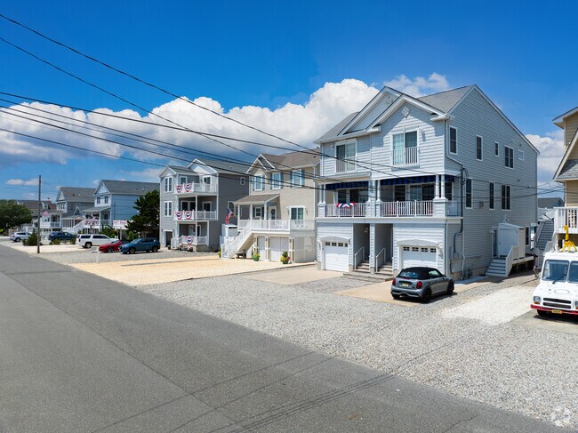 Duplexes and summer homes cover the  Seaside Heights streets near beach areas.