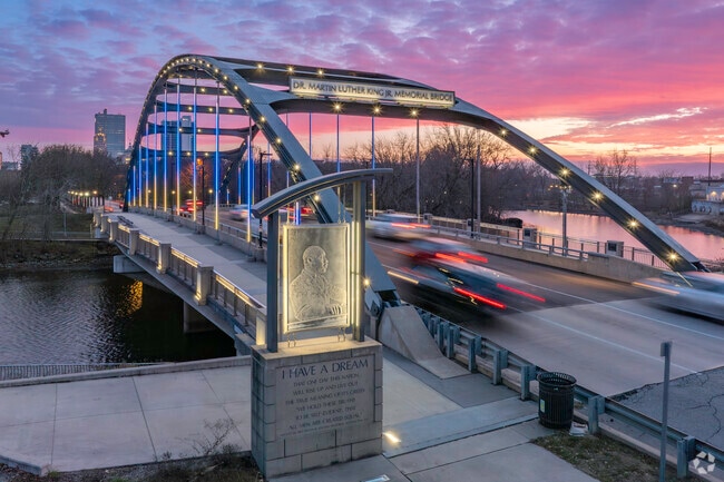 The Martin Luther King Bridge leads residents of Irvington Park into downtown Ft. Wayne.