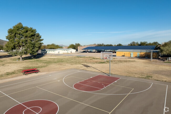 Drachman Montessori K-8 Magnet School has multiple basketball courts.