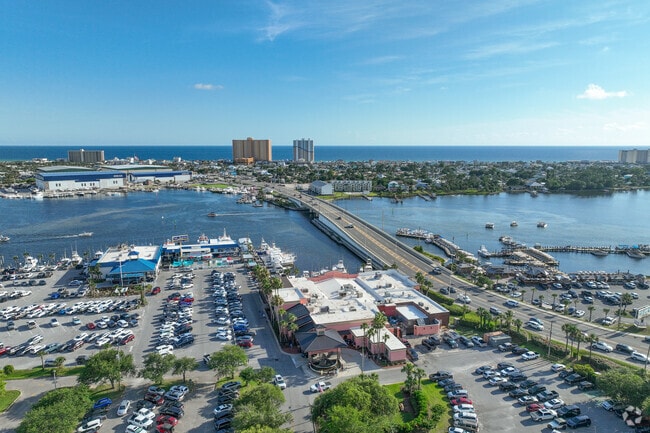 US Hwy 98 runs through Upper Grand Lagoon leading to Panama City Beach.