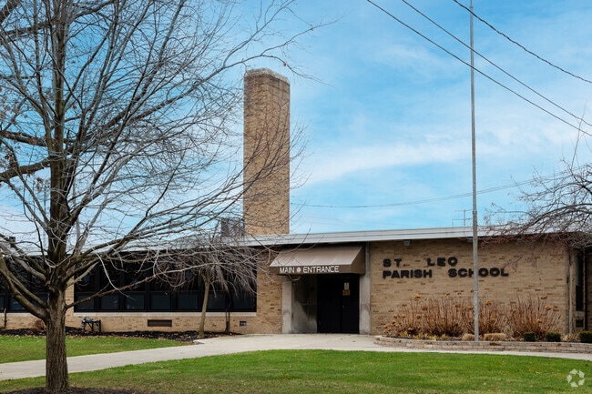 St. Leo the Great Elementary School's name gleams proudly a symbol of education and community.