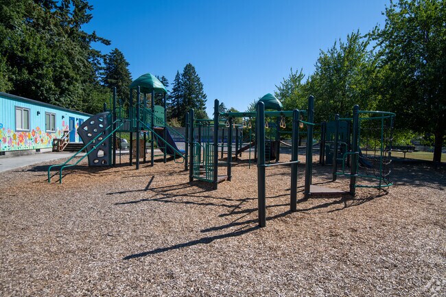 Playground with lots of different activities at Maplewood Elementary School.