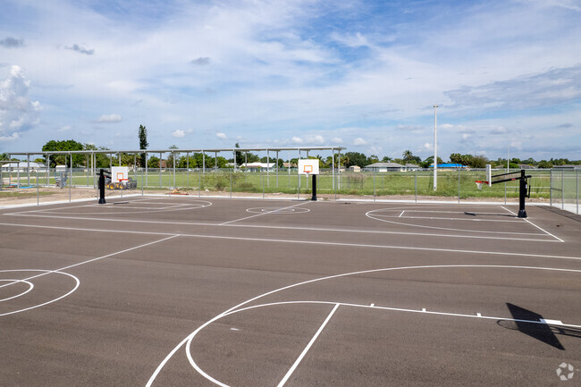 Amanecer Elementary School in Lehigh Acres has basketball courts with age appropriate hoops.