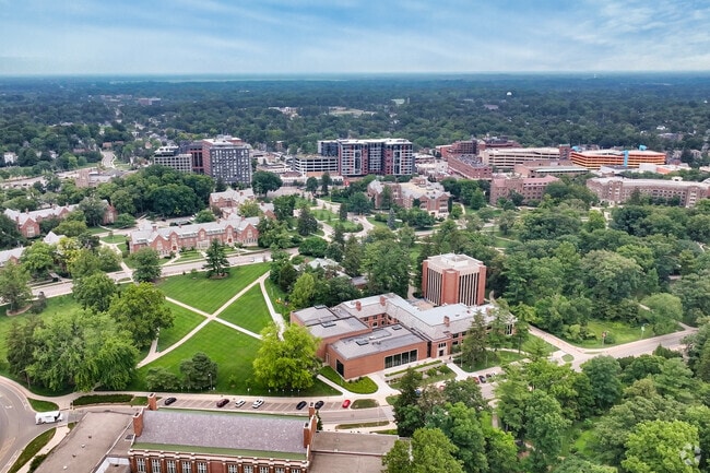 The campus of MSU in East Lansing is just minutes from the community of Greencroft Park.