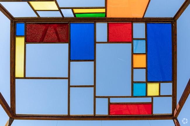 A stained glass panel at the Discovery Walk in Riverdale Park.