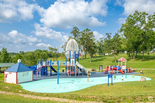 Moon Park is home to a large space themed playground and splash pad for kids.
