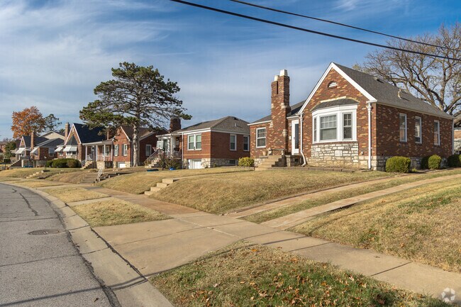 Affton has many modest sized homes with a brick facade.